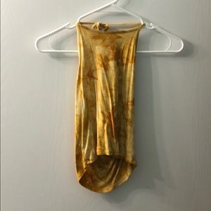 Yellow tie-dye halter top